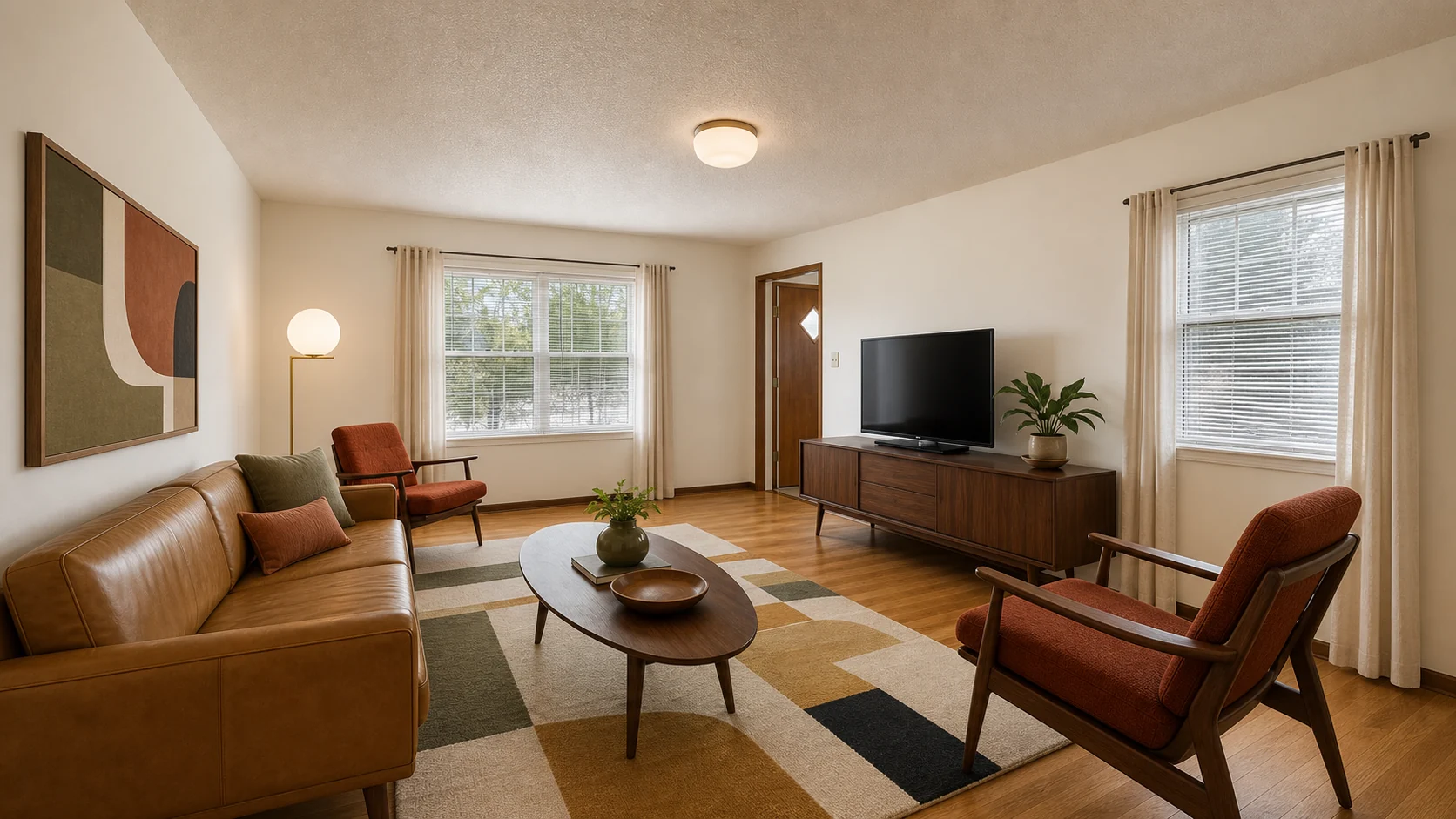 Living room to mid-century after